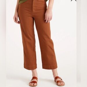 Quince Organic Stretch Cotton Twill Wide-Leg Crop Pant in Rust